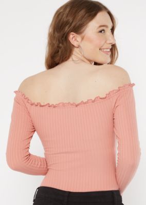 pink off the shoulder bodysuit