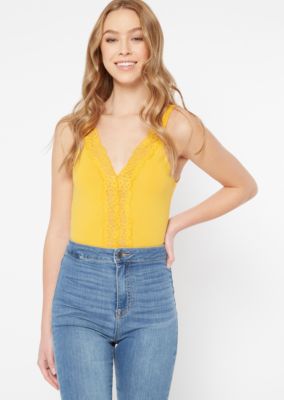 yellow lace bodysuit