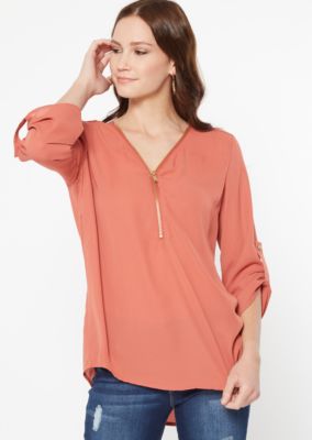 blouse with zip front