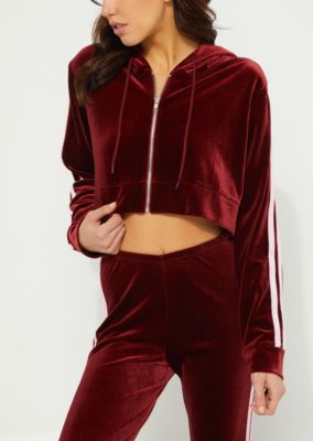 burgundy velvet hoodie