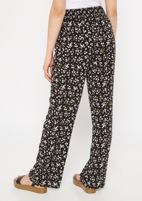 M S Women/'s Rue 21 Black /& Gray Floral Slip On Stretch Pants Sizes XS