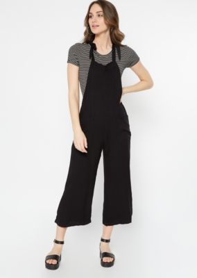 black linen overalls