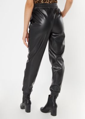 faux leather jogger pants