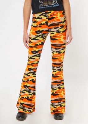 orange flare pants