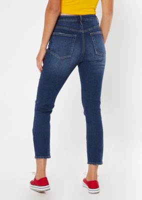 dark wash ripped mom jeans