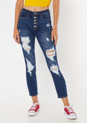 high waisted ripped mom jeans