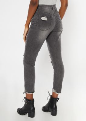 gray high waisted jeans