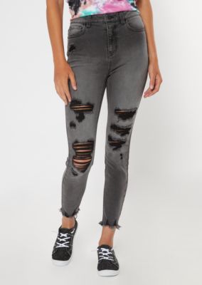 ripped hem jeggings