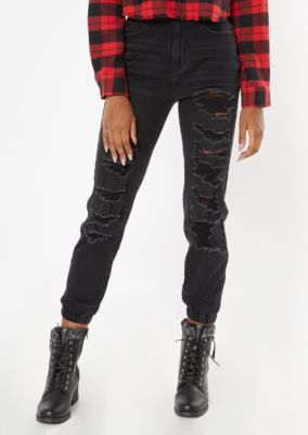 black ripped jogger jeans
