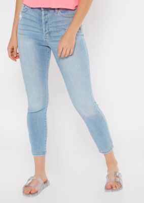 high waisted light wash ripped jeans