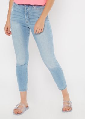 ripped light wash mom jeans