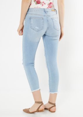 ripped hem jeggings