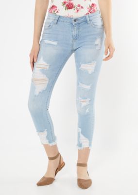 ripped hem jeggings