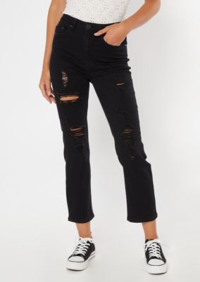 black ripped straight jeans