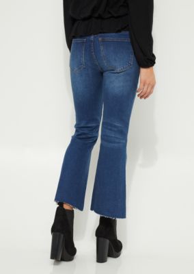 button front flare jeans