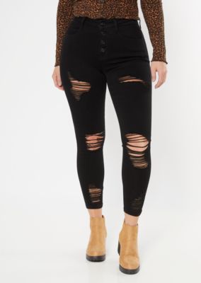 black ripped jeggings