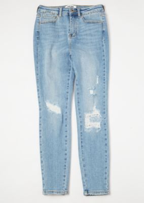 light wash high rise jeans