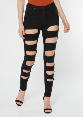 distressed jeggings high waisted