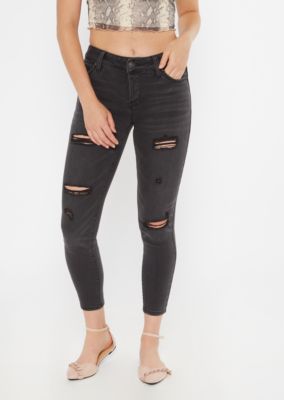black ripped high waisted jeggings