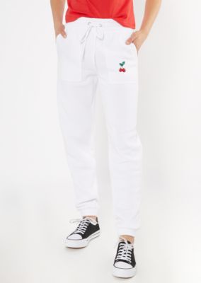 white skinny joggers