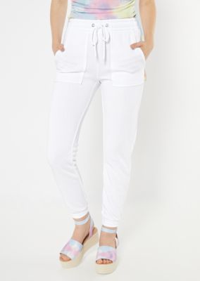 white skinny joggers