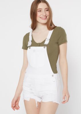 white overall shorts