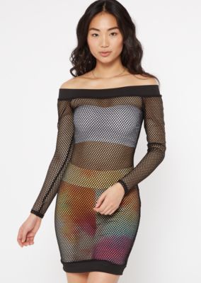 long sleeve fishnet dress