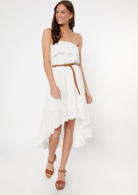 all white high low dress