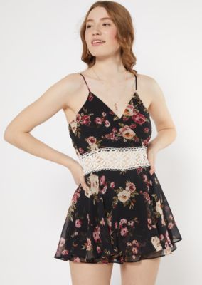 black floral romper dress