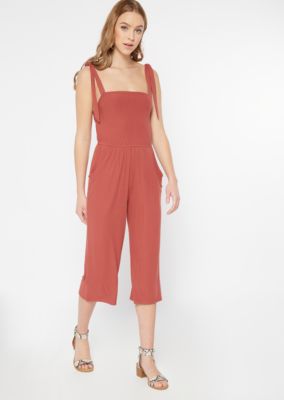 red ribbed jumpsuit