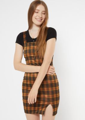 plaid knit mini dress