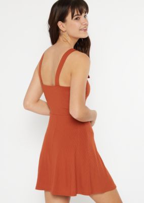 orange buckle dress