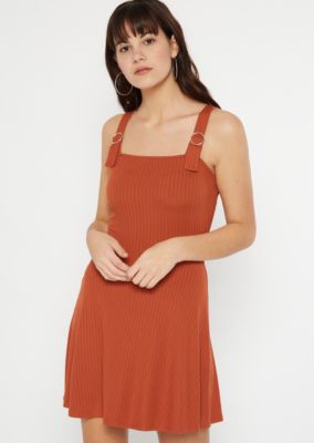 orange buckle dress