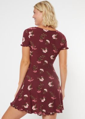 maroon flower dress