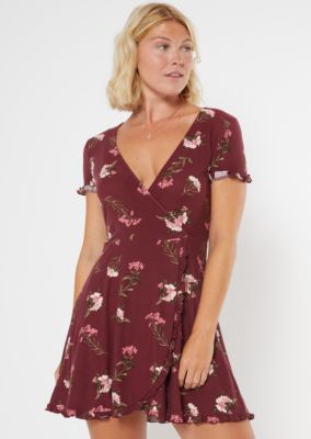 floral maroon dress