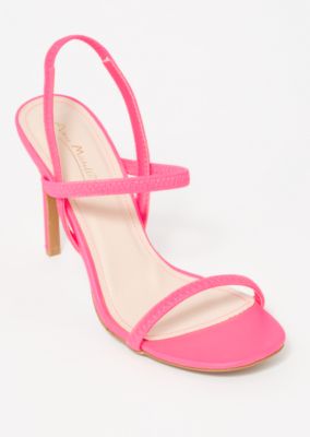 neon pink strappy heels