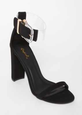 black single strap heel