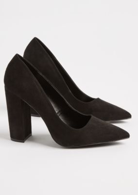 suede block heel pump