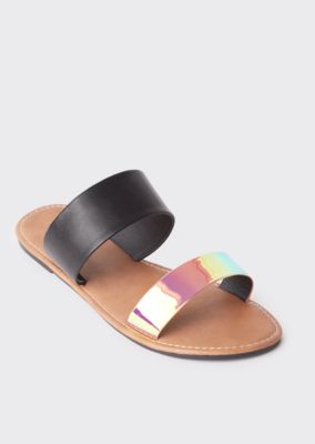 double strap slide sandals