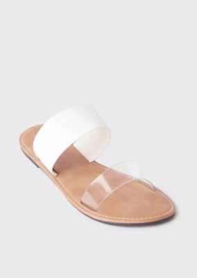 clear strap slip on sandals