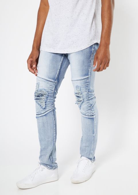 Supreme Flex Light Acid Wash Ripped Knee Skinny Jeans | Skinny