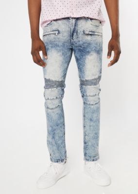 acid washed moto jeans