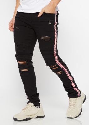 black jeans with stripe down the side