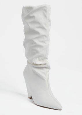 cone heel knee high boots