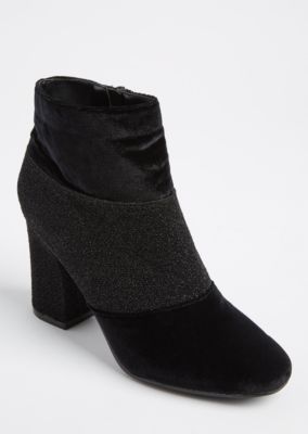 black velvet heeled boots