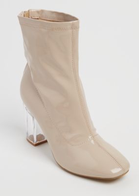 nude patent leather booties