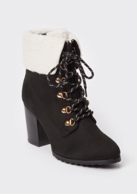 shearling heeled boots