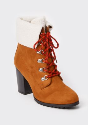 shearling heeled boots