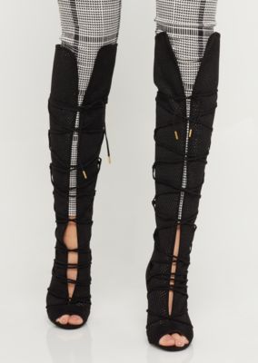 over the knee boots with toe out