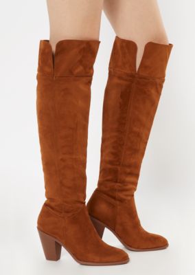 camel suede over the knee boots